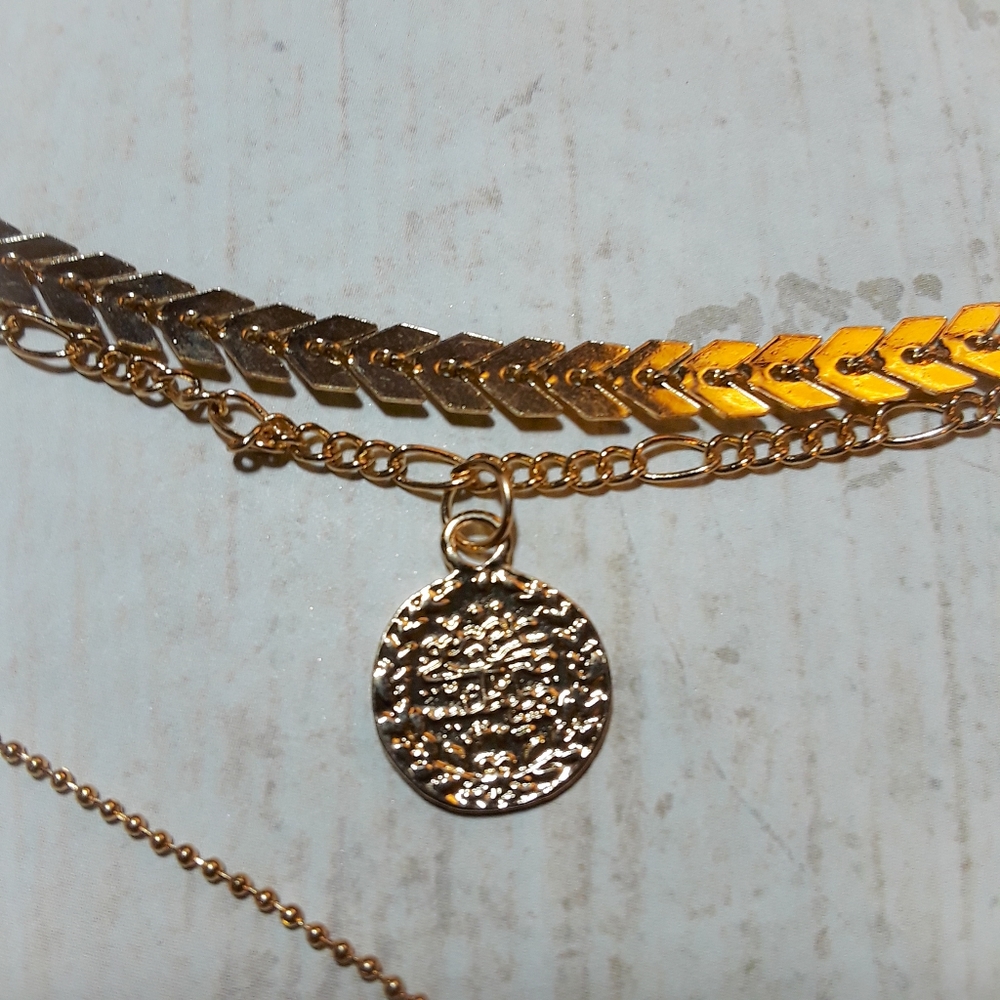 Gold Boho Varied Multi-Layered Coin Necklace - Picture 3 of 9